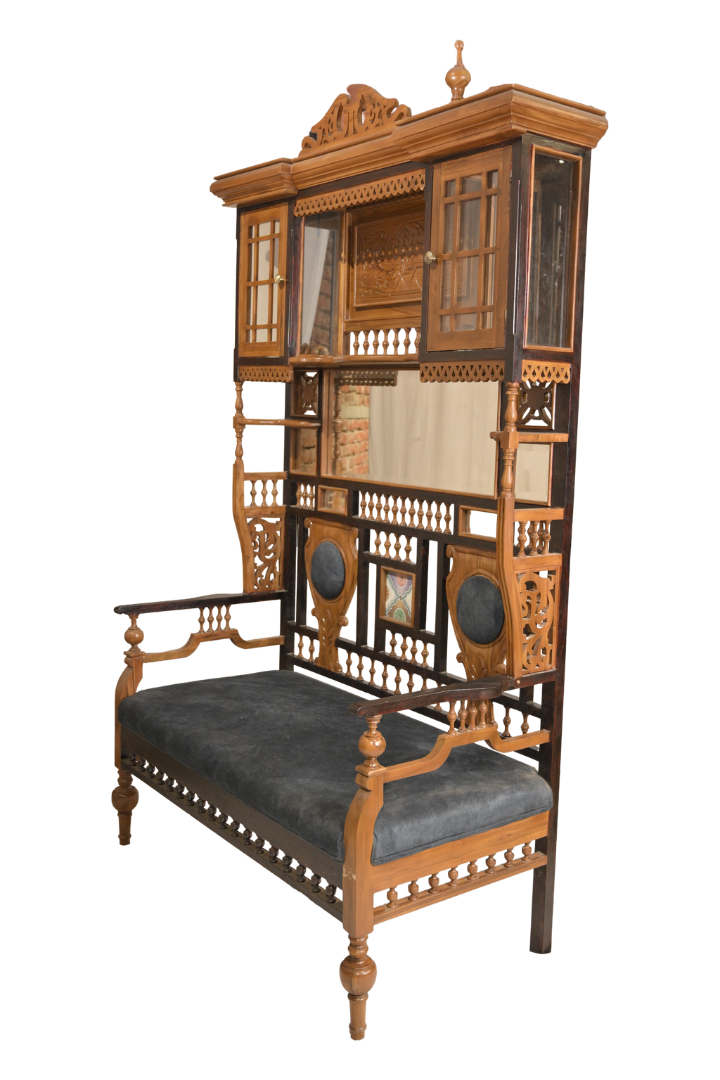 Antique Jharokha Bench Display Cabinet