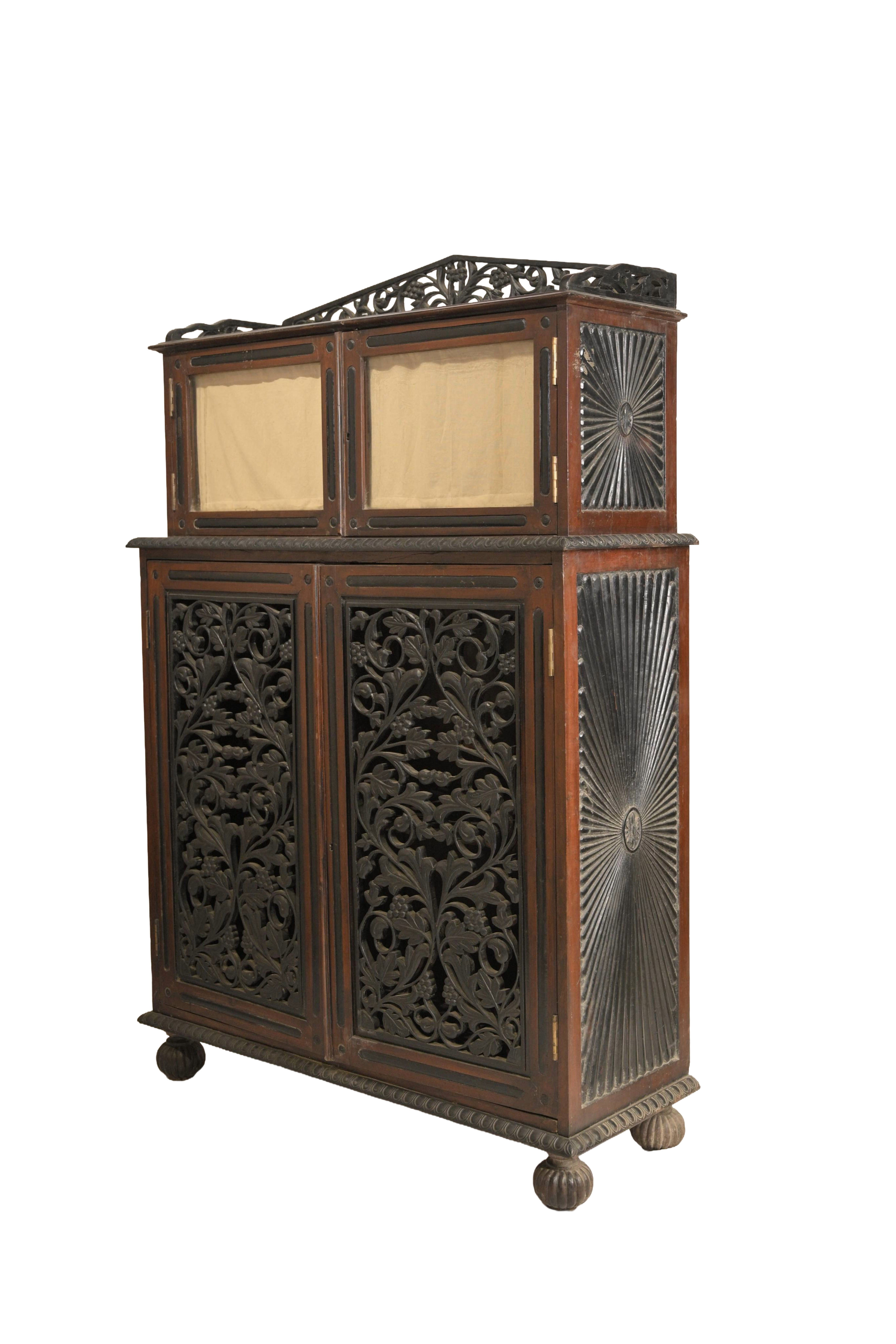 Vintage Carved Wooden Sideboard Cabinet