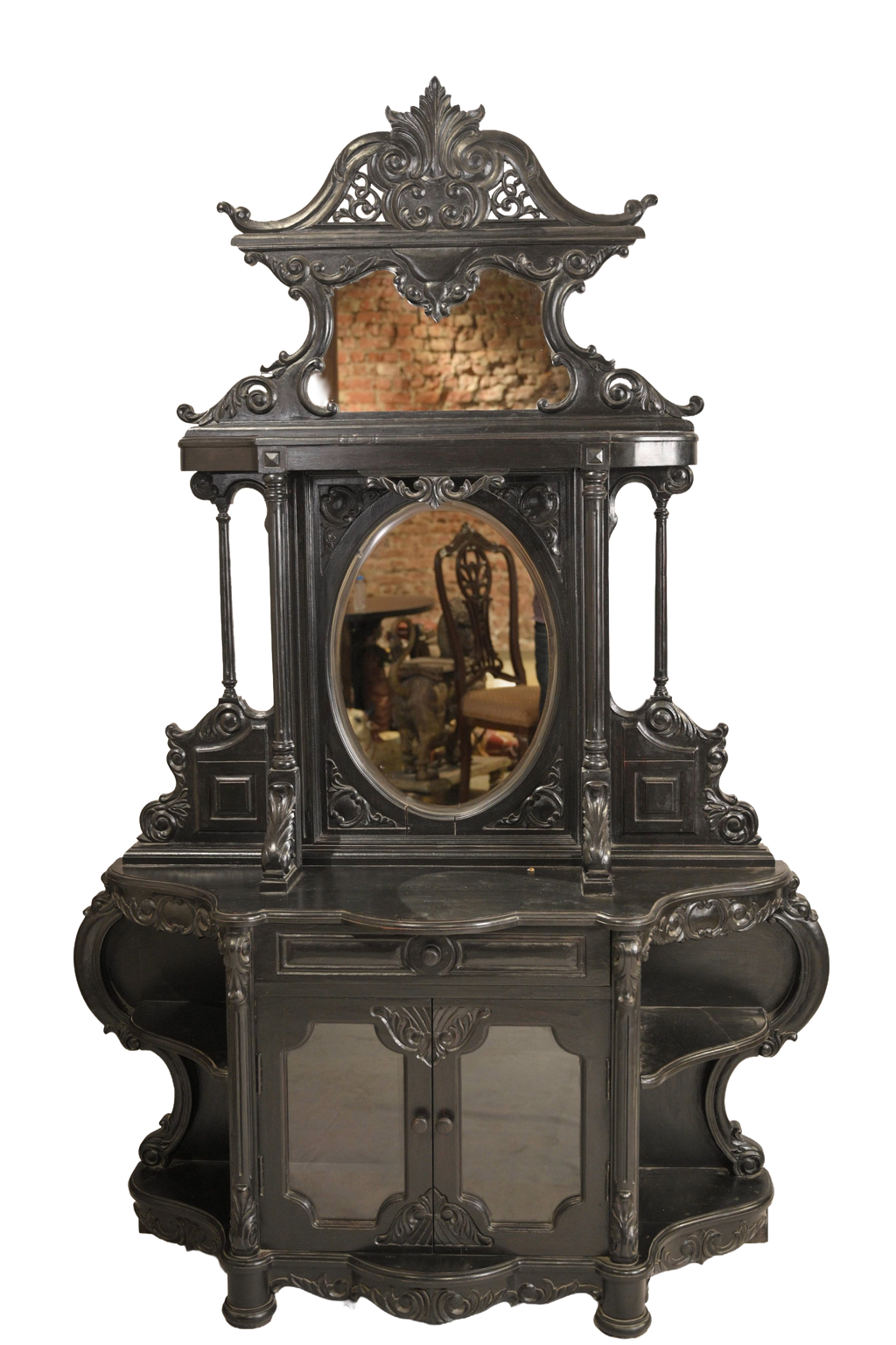 Victorian Black Dressing Table Mirror