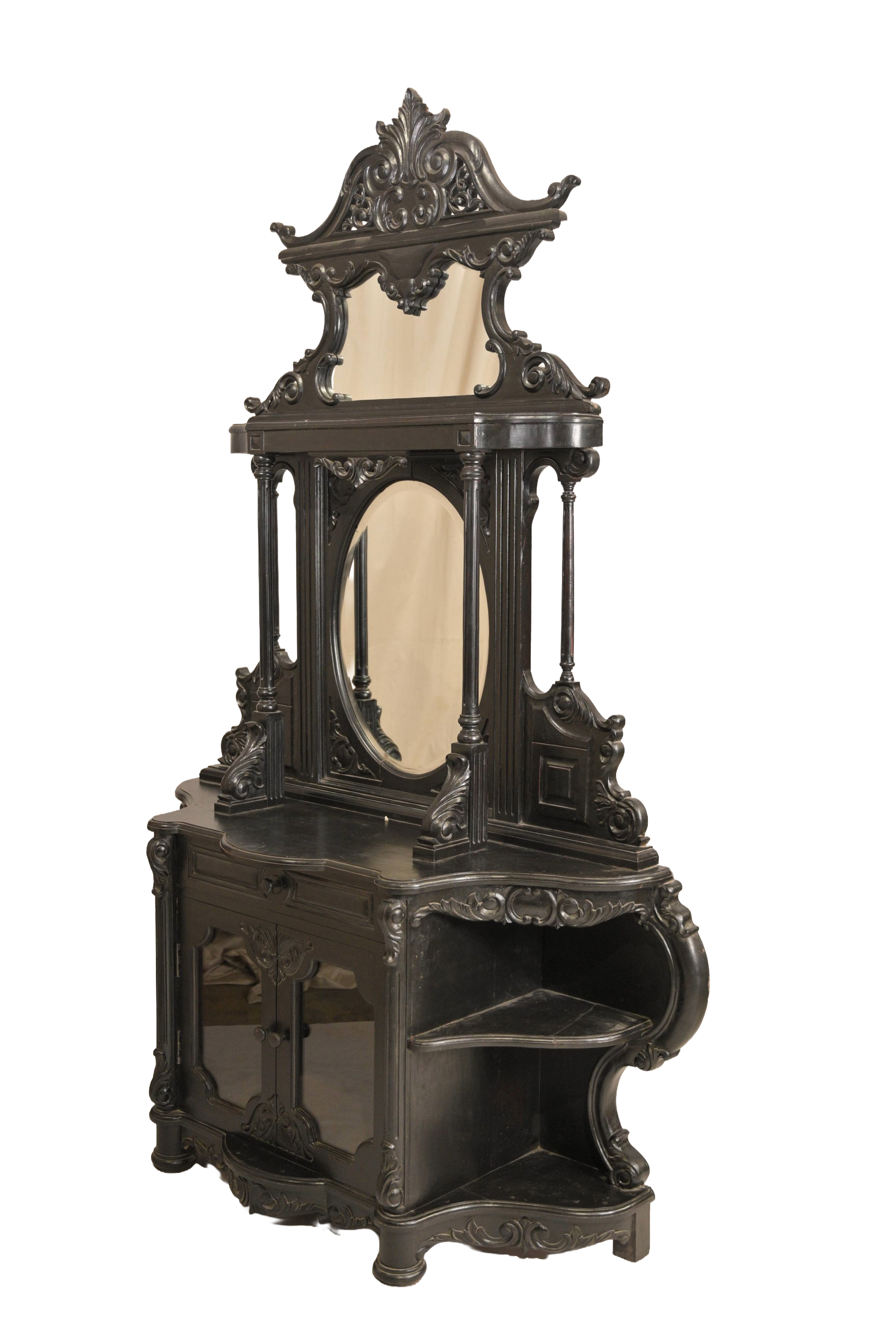 Victorian Black Dressing Table Mirror
