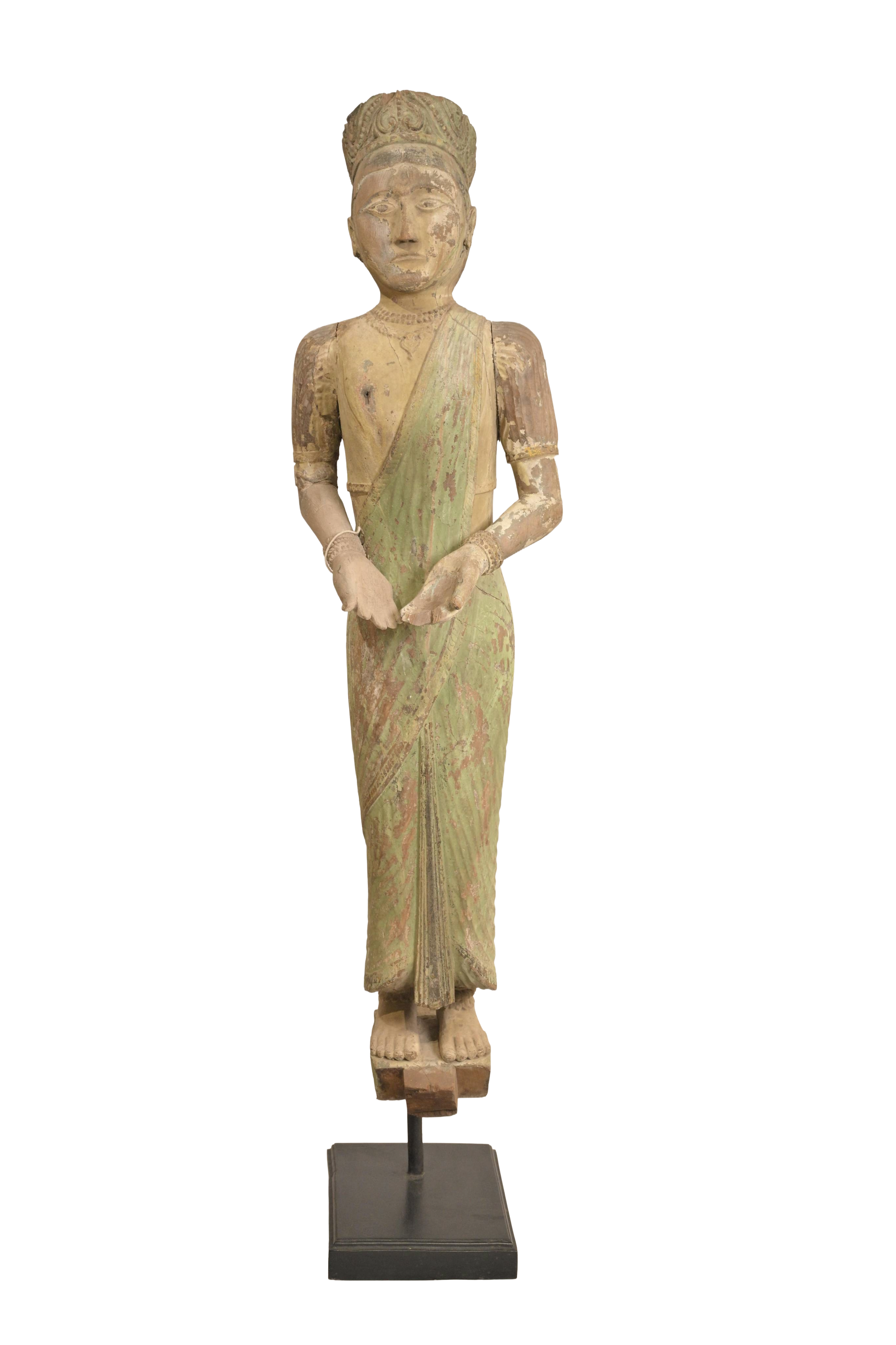 Antique Wooden Goddess Statue Sculpture