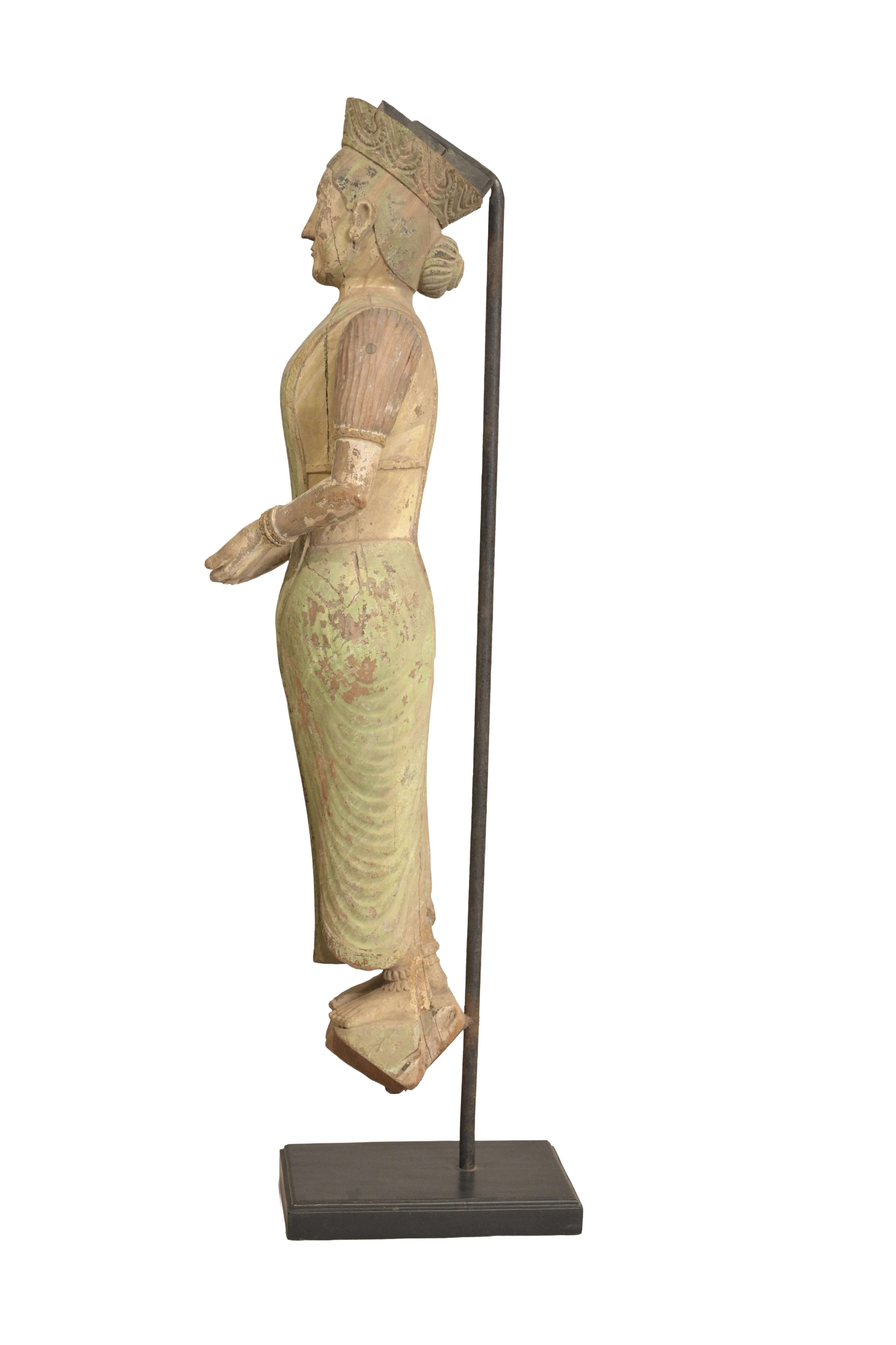 Antique Wooden Goddess Statue Sculpture