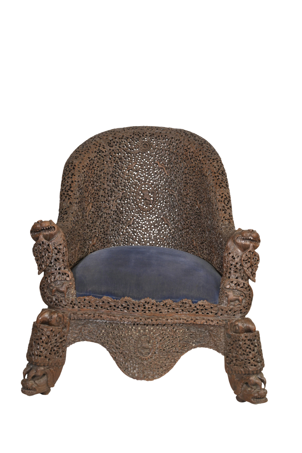 Hand-Carved Royal Throne Chair