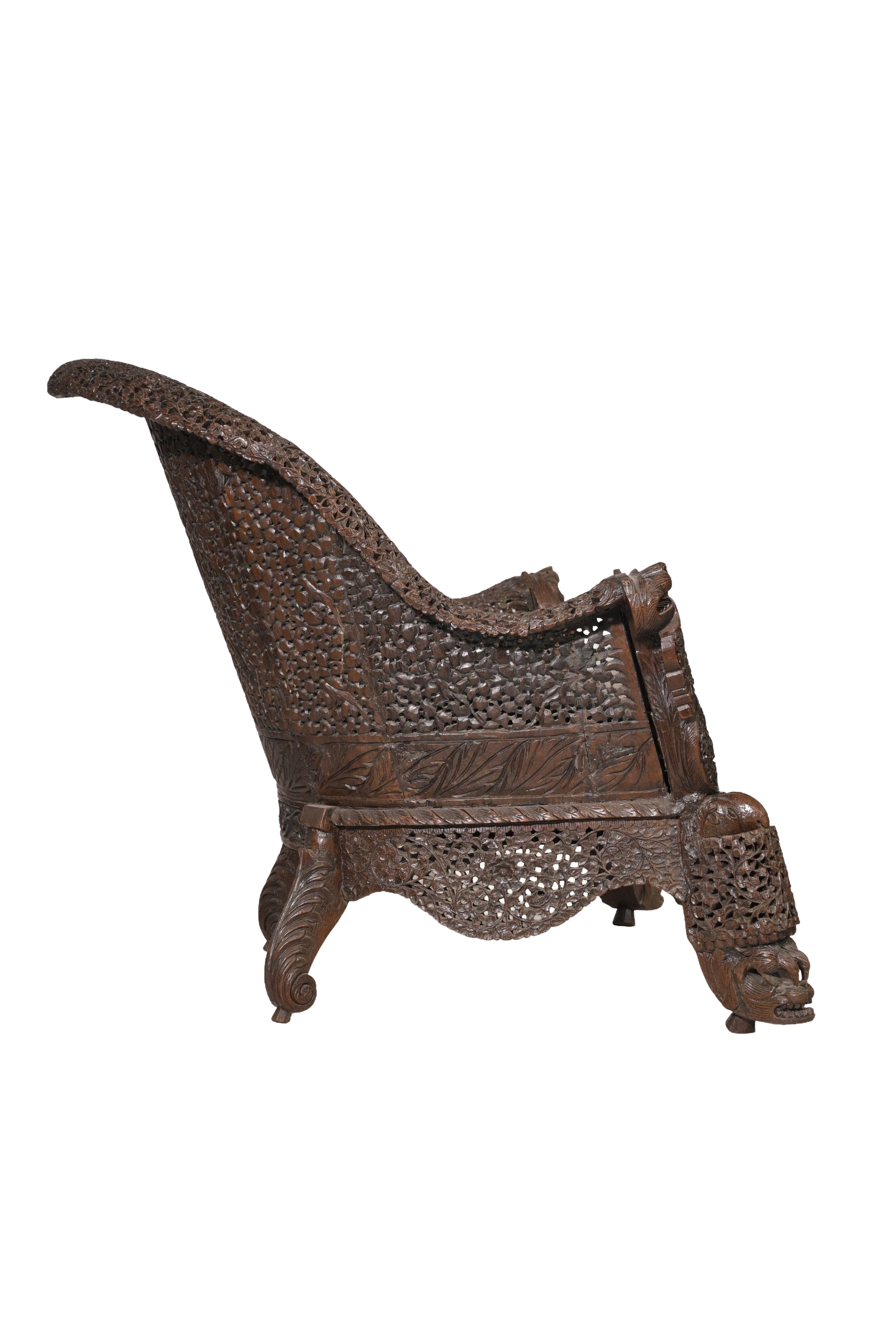 Hand-Carved Royal Throne Chair