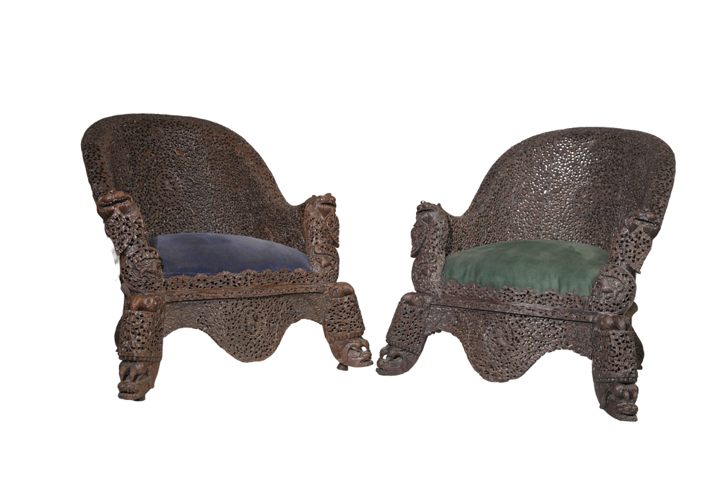 Hand-Carved Royal Throne Chair