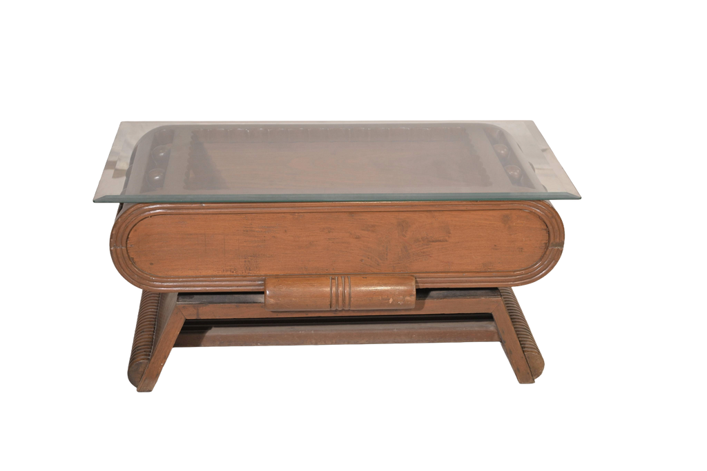 Glass Top Wooden Coffee Table