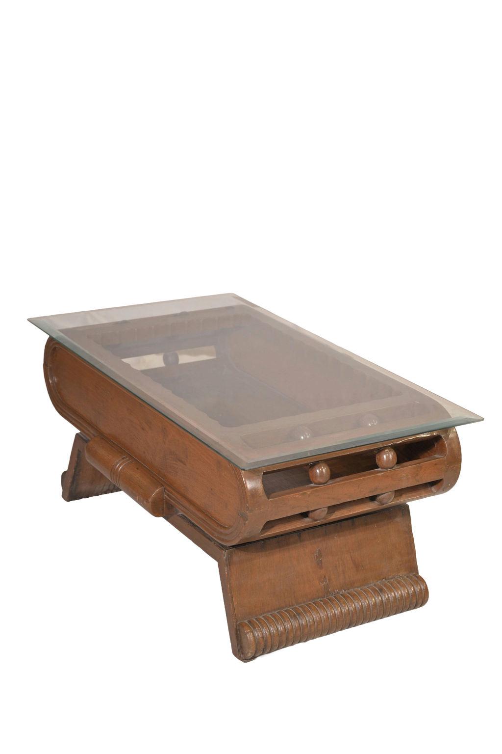 Glass Top Wooden Coffee Table