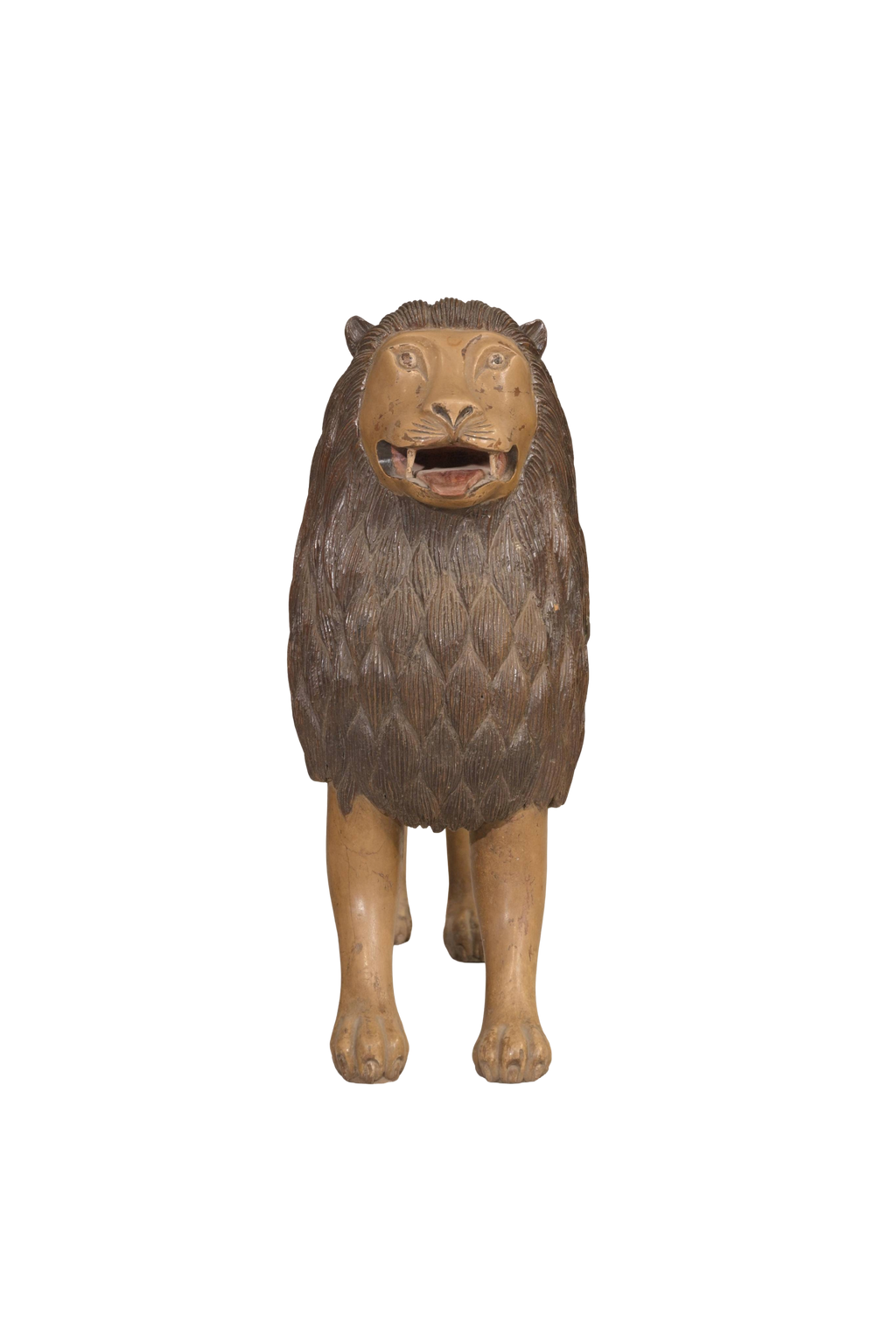 Vintage Wooden Lion Sculpture