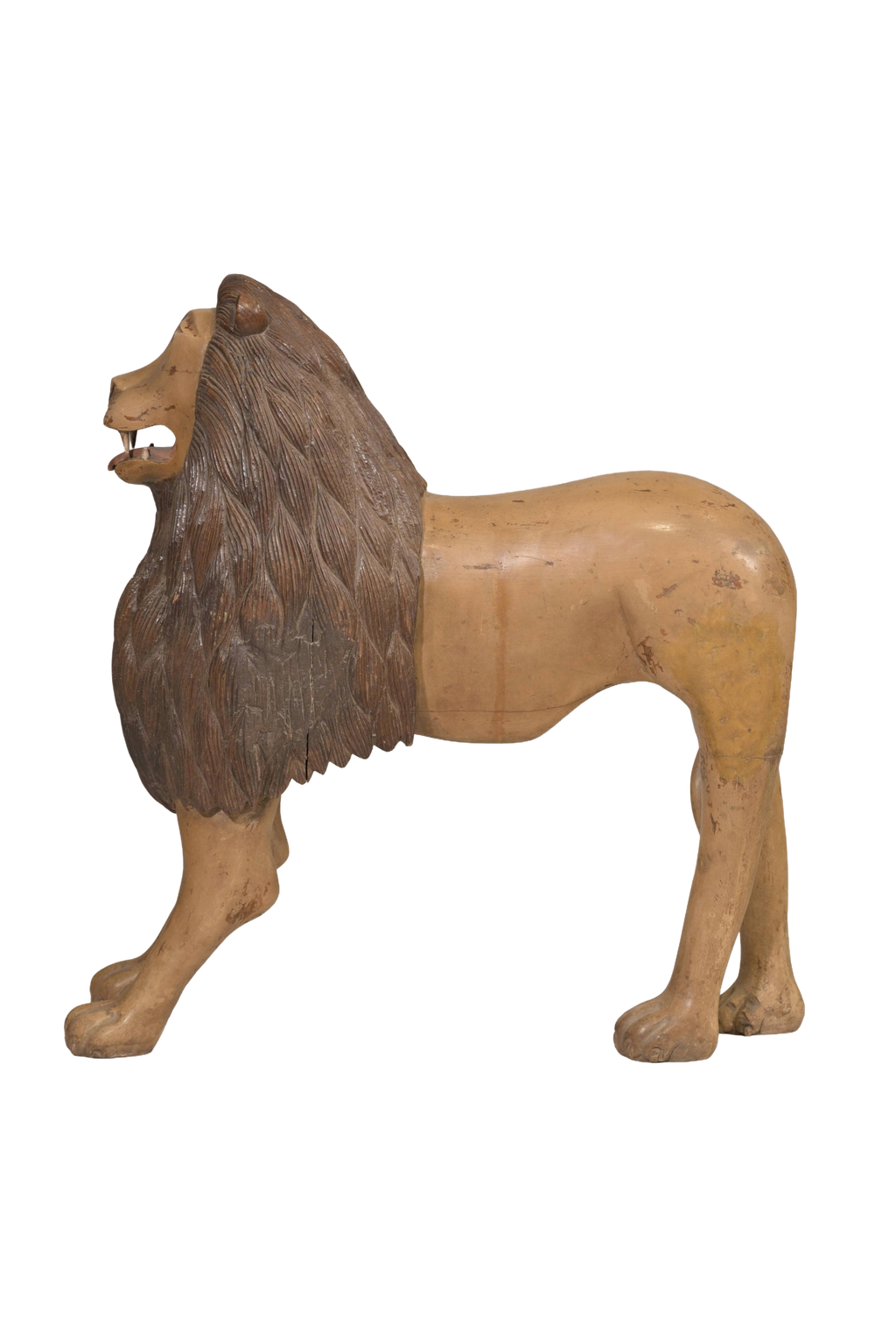 Vintage Wooden Lion Sculpture