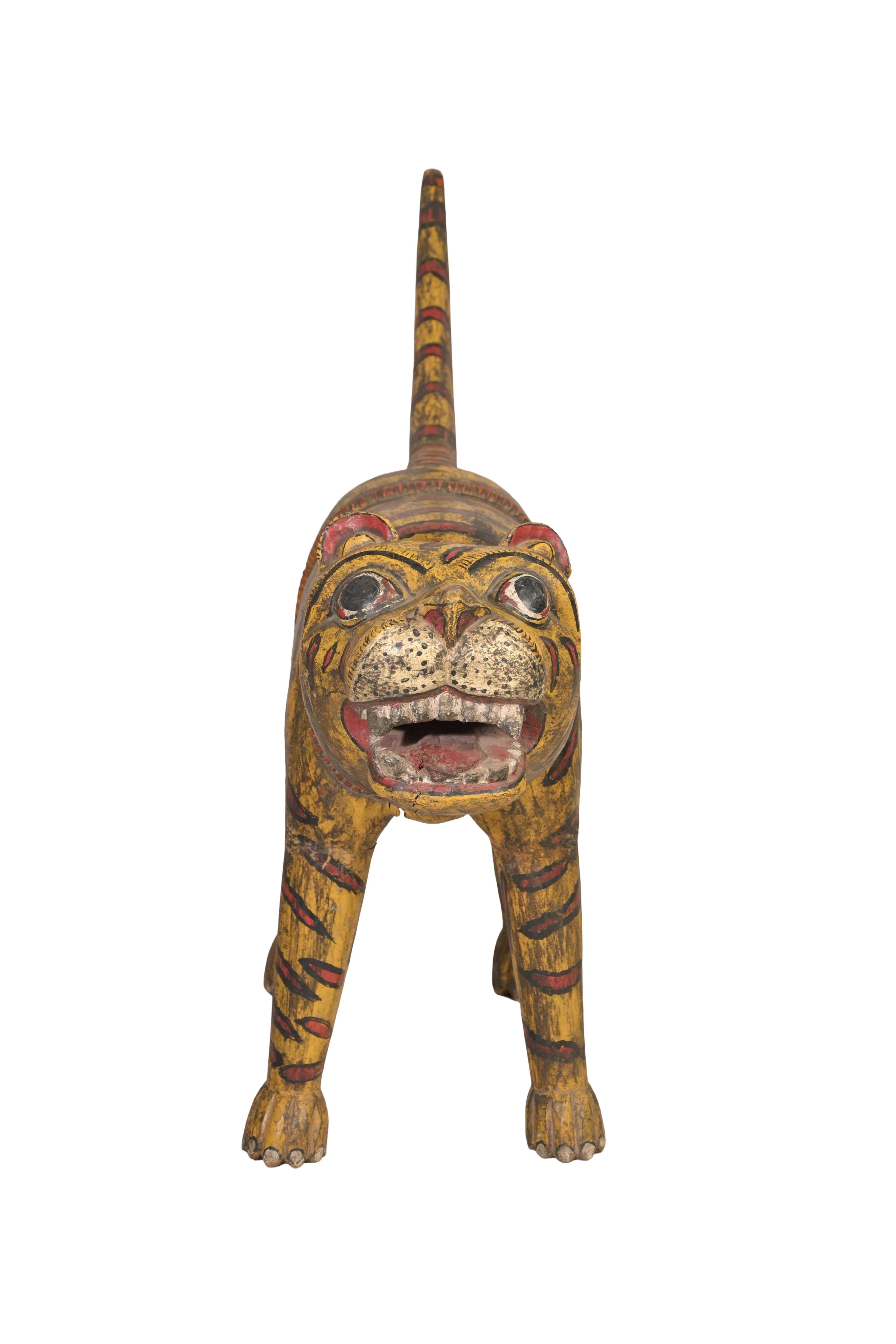 Hand-Painted Tiger Decor Sculpture