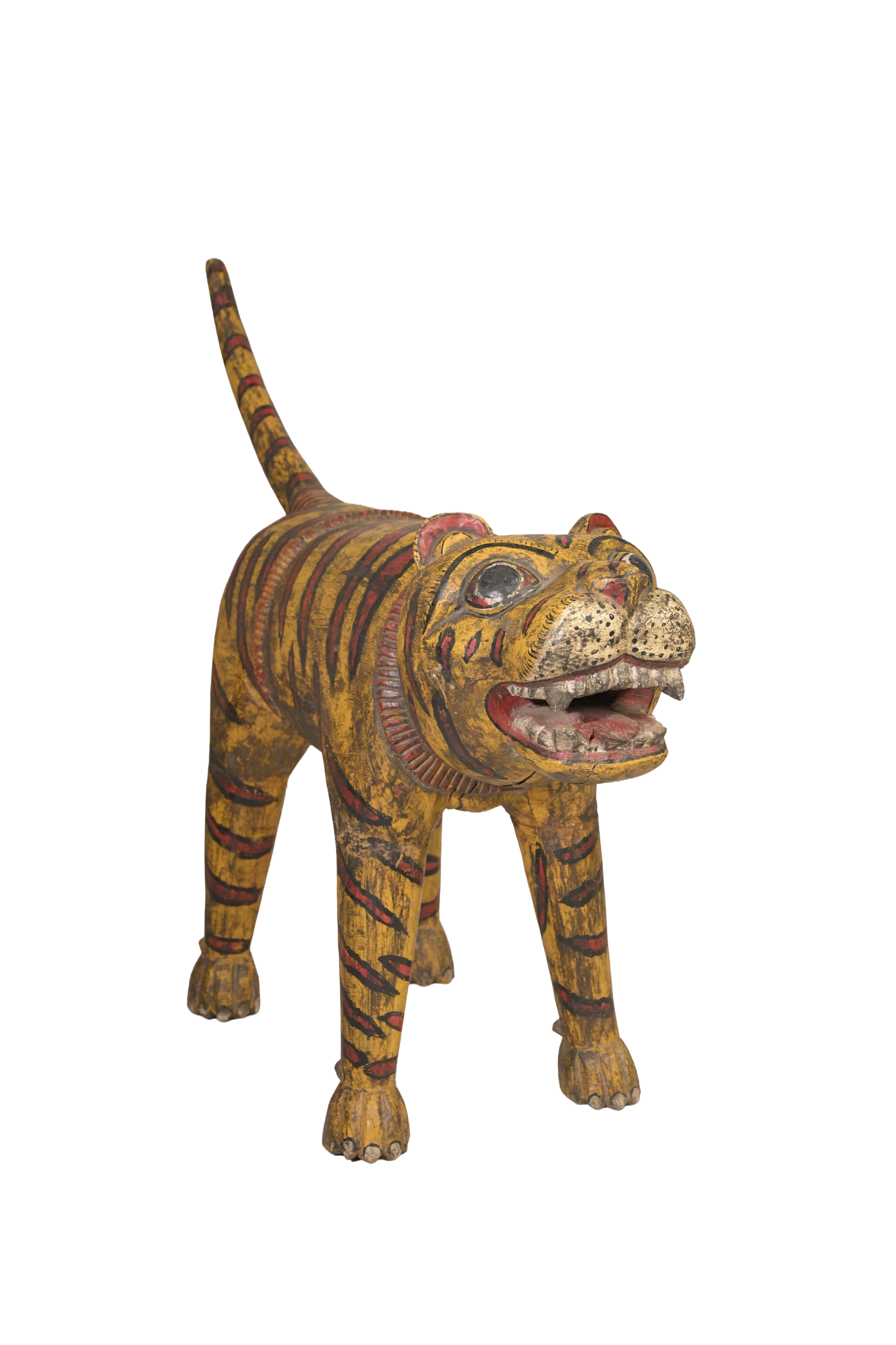 Hand-Painted Tiger Decor Sculpture