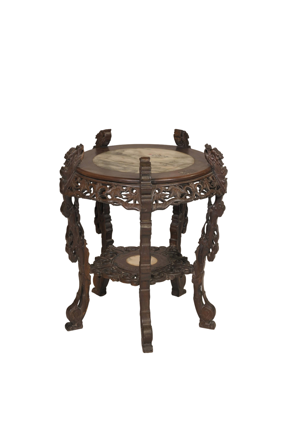 Carved Marble Top Side Table