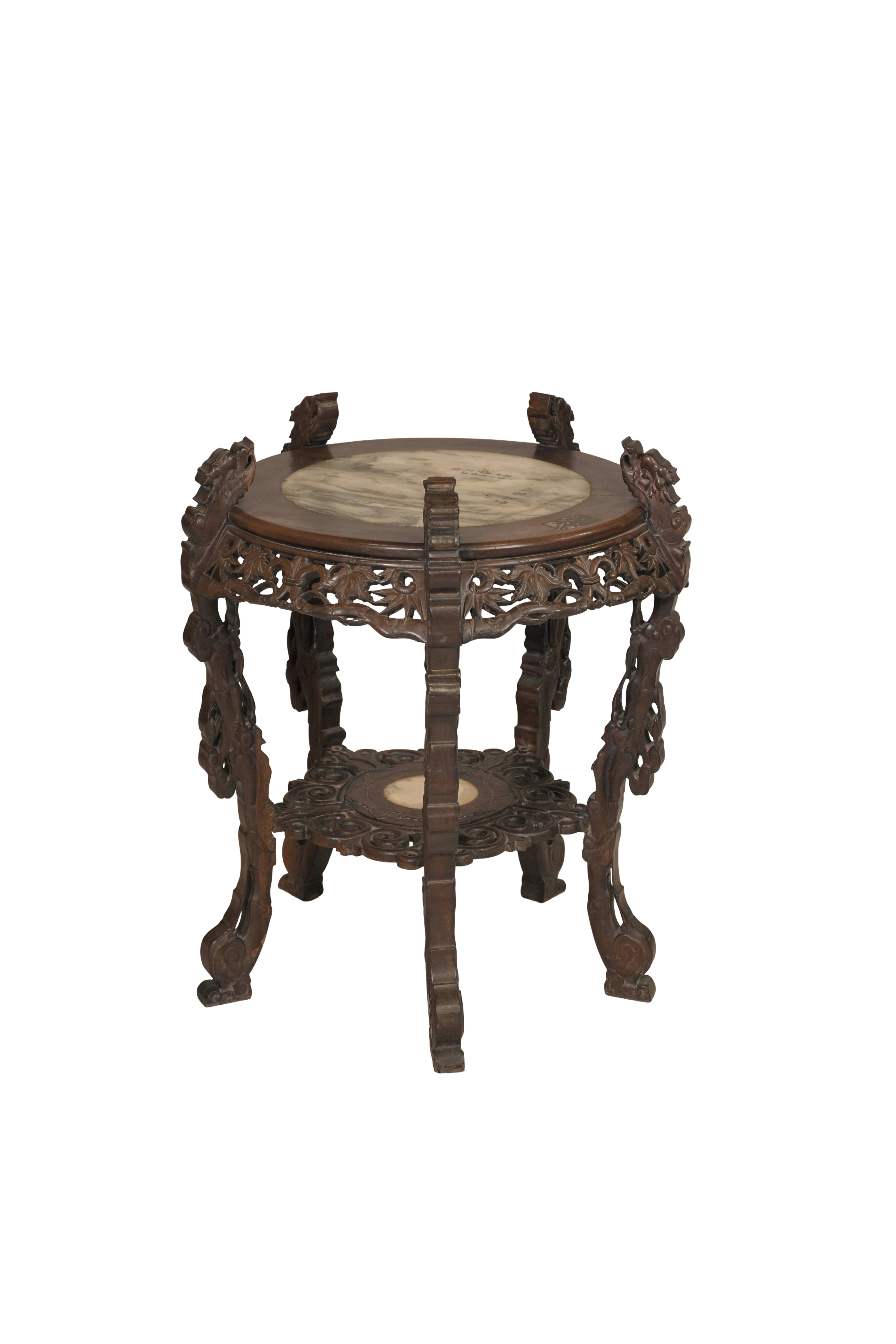 Carved Marble Top Side Table