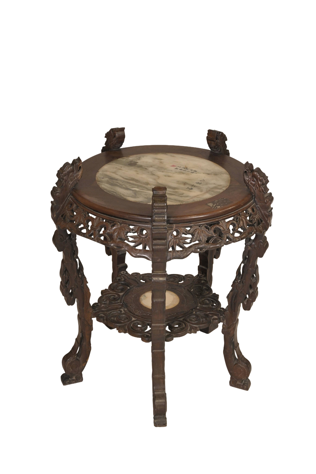 Carved Marble Top Side Table