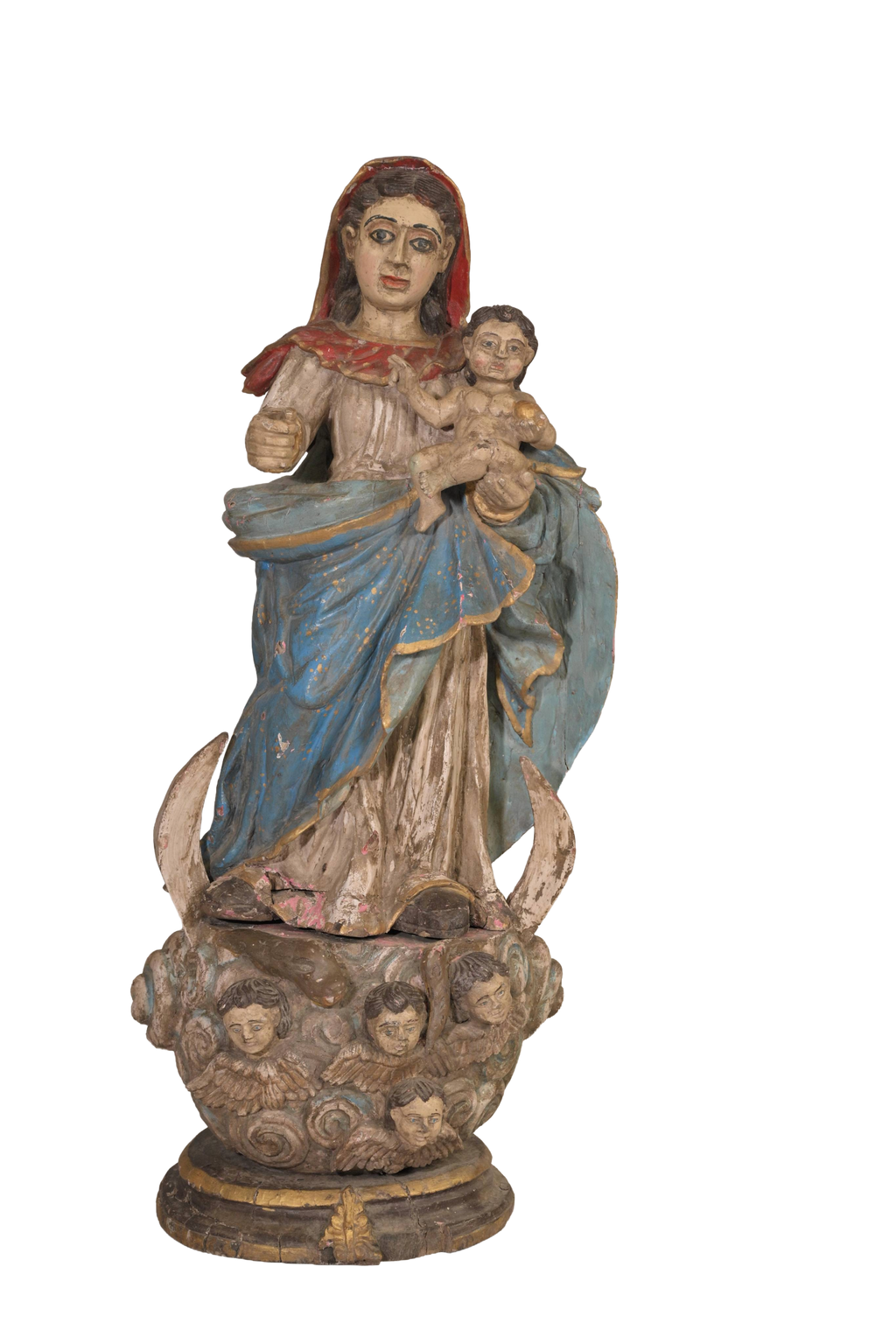 Antique Madonna Child Statue