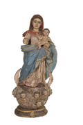 Antique Madonna Child Statue