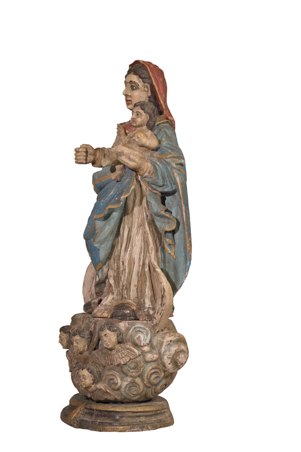 Antique Madonna Child Statue