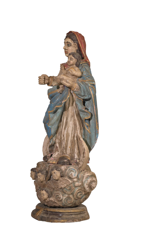 Antique Madonna Child Statue