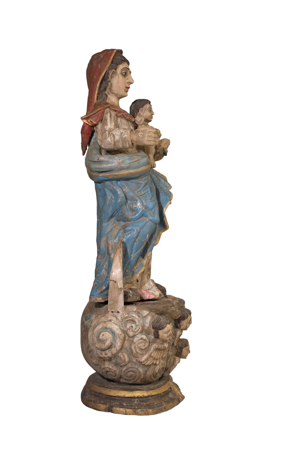 Antique Madonna Child Statue