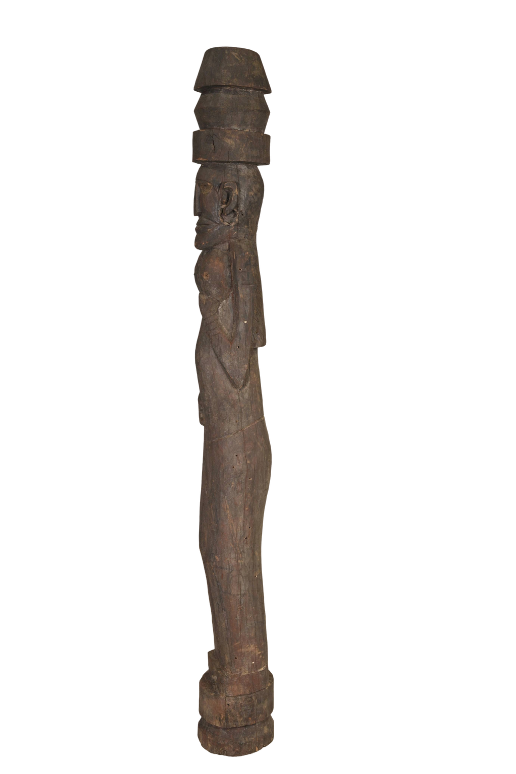 Tribal Hand-Carved Wooden Totem Sculpture