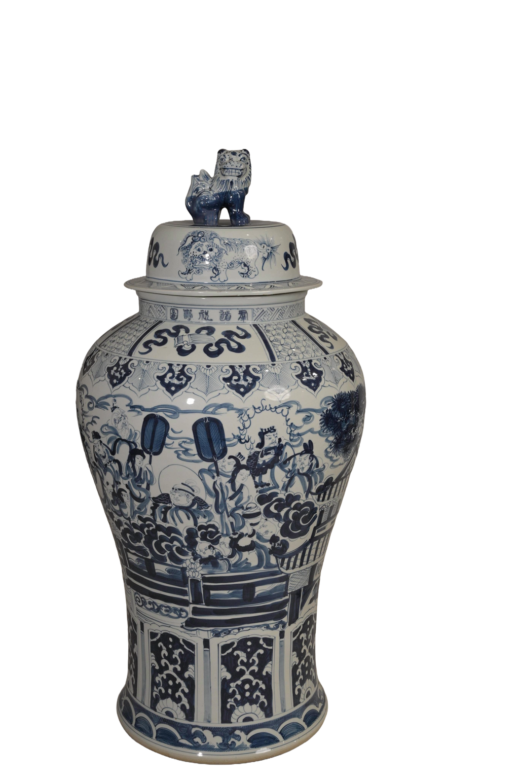Imperial Blue White Porcelain Temple Jar