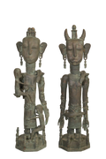 Timor Bronze Royal Figures Sculpture Duo