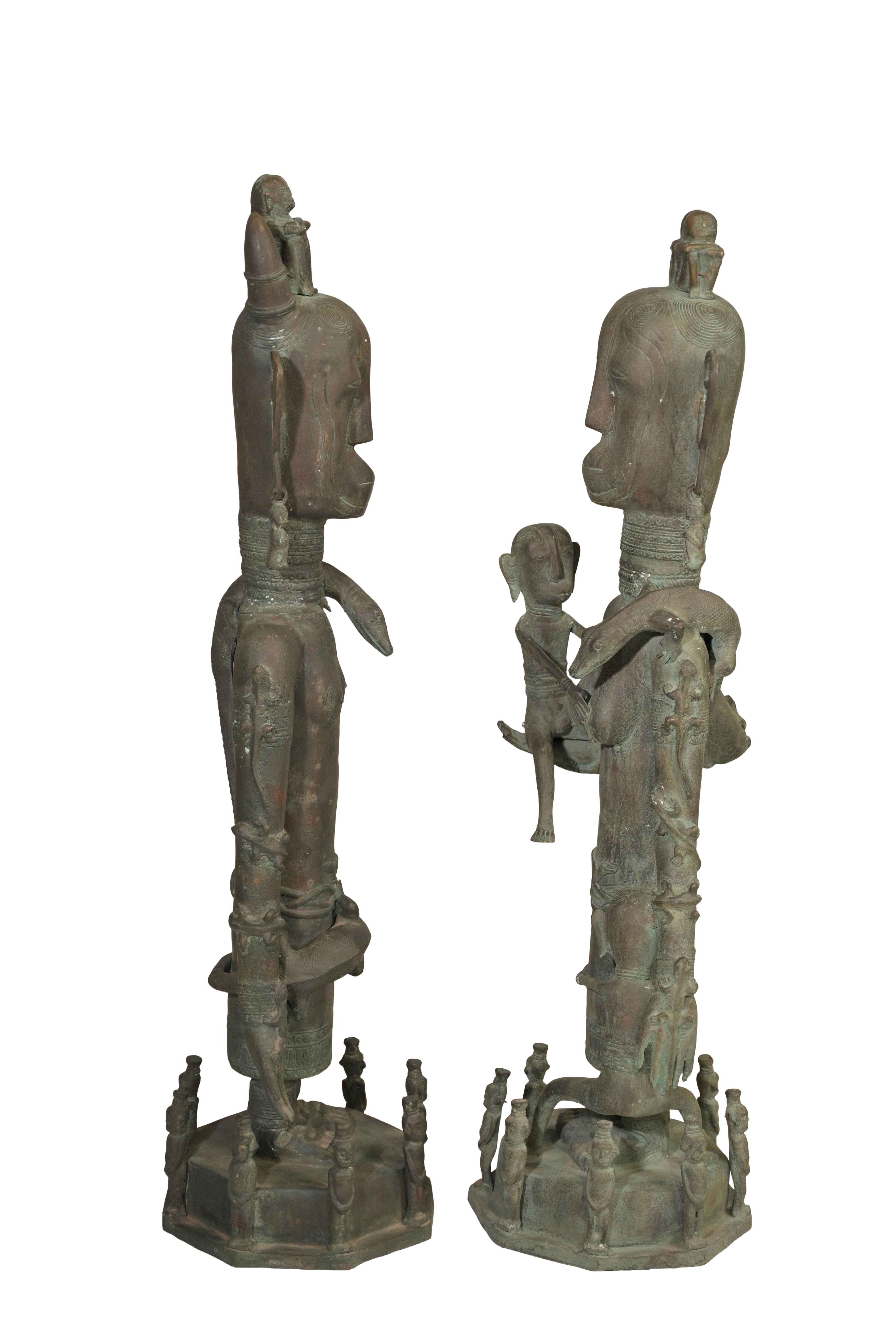 Timor Bronze Royal Figures Sculpture Duo