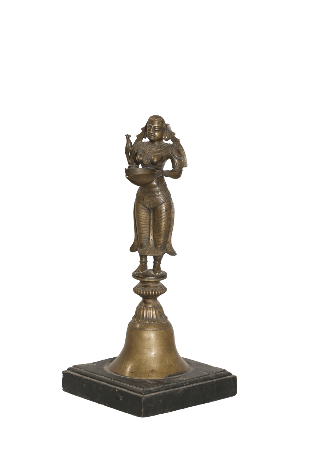 Antique Deepa Lakshmi Temple Lamp Sculpture