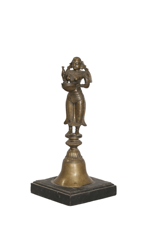 Antique Deepa Lakshmi Temple Lamp Sculpture