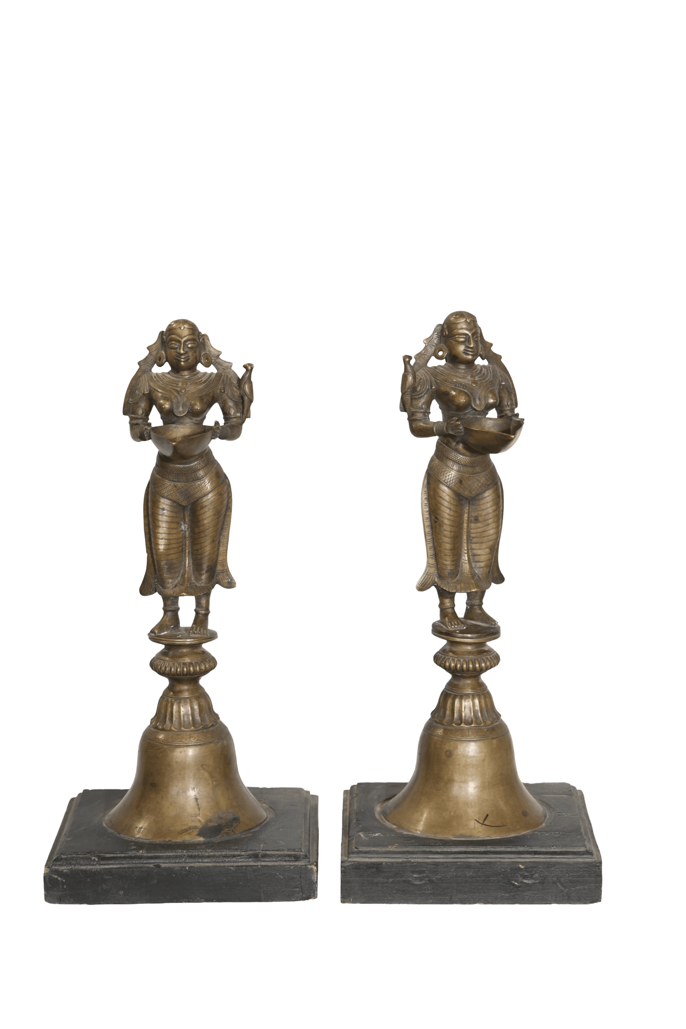 Antique Deepa Lakshmi Temple Lamp Sculpture
