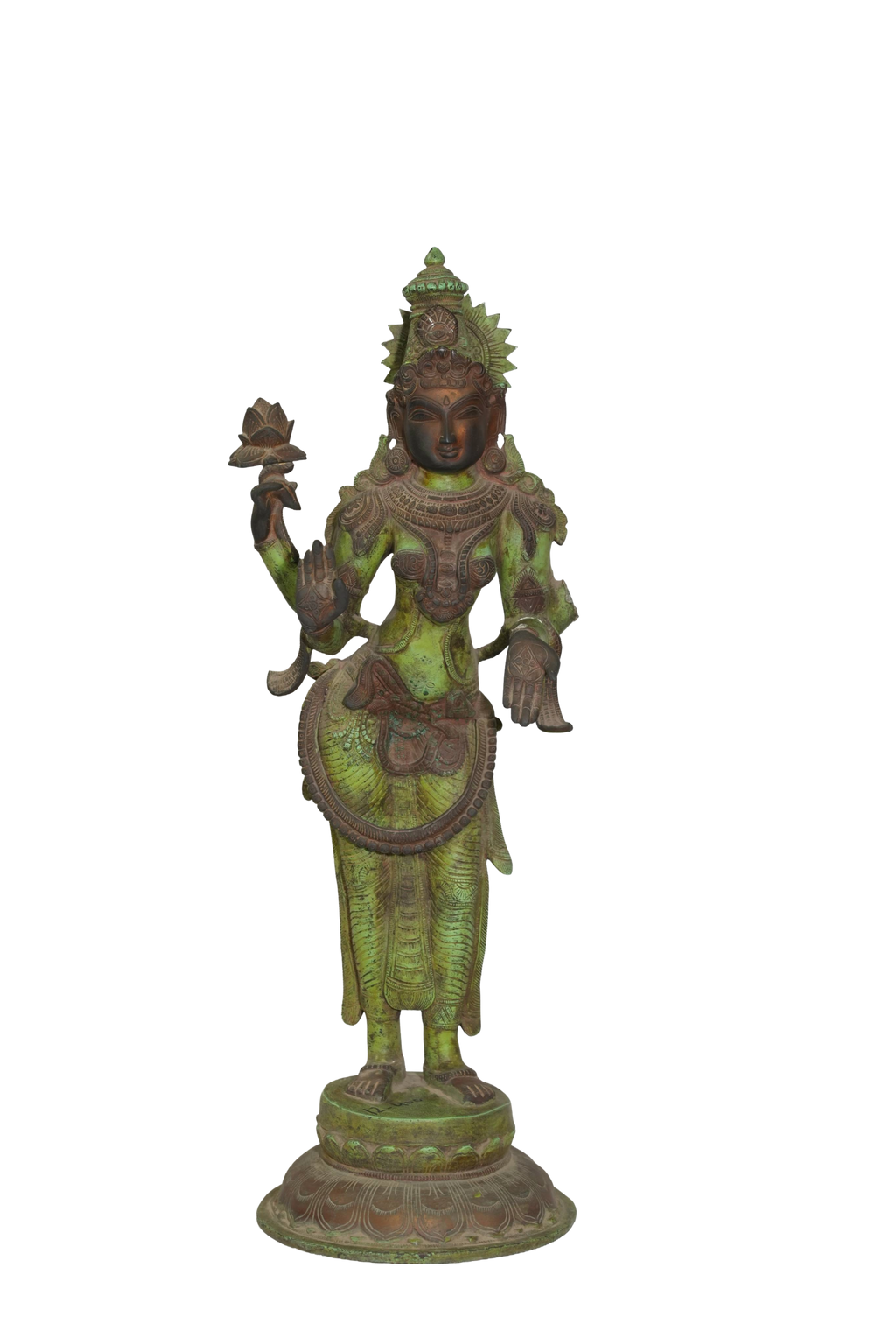Verdigris Bronze Lakshmi Temple Statue