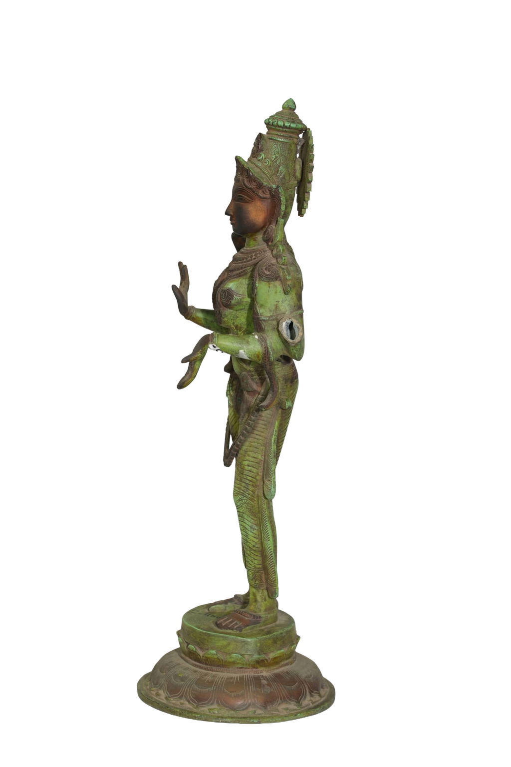 Verdigris Bronze Lakshmi Temple Statue