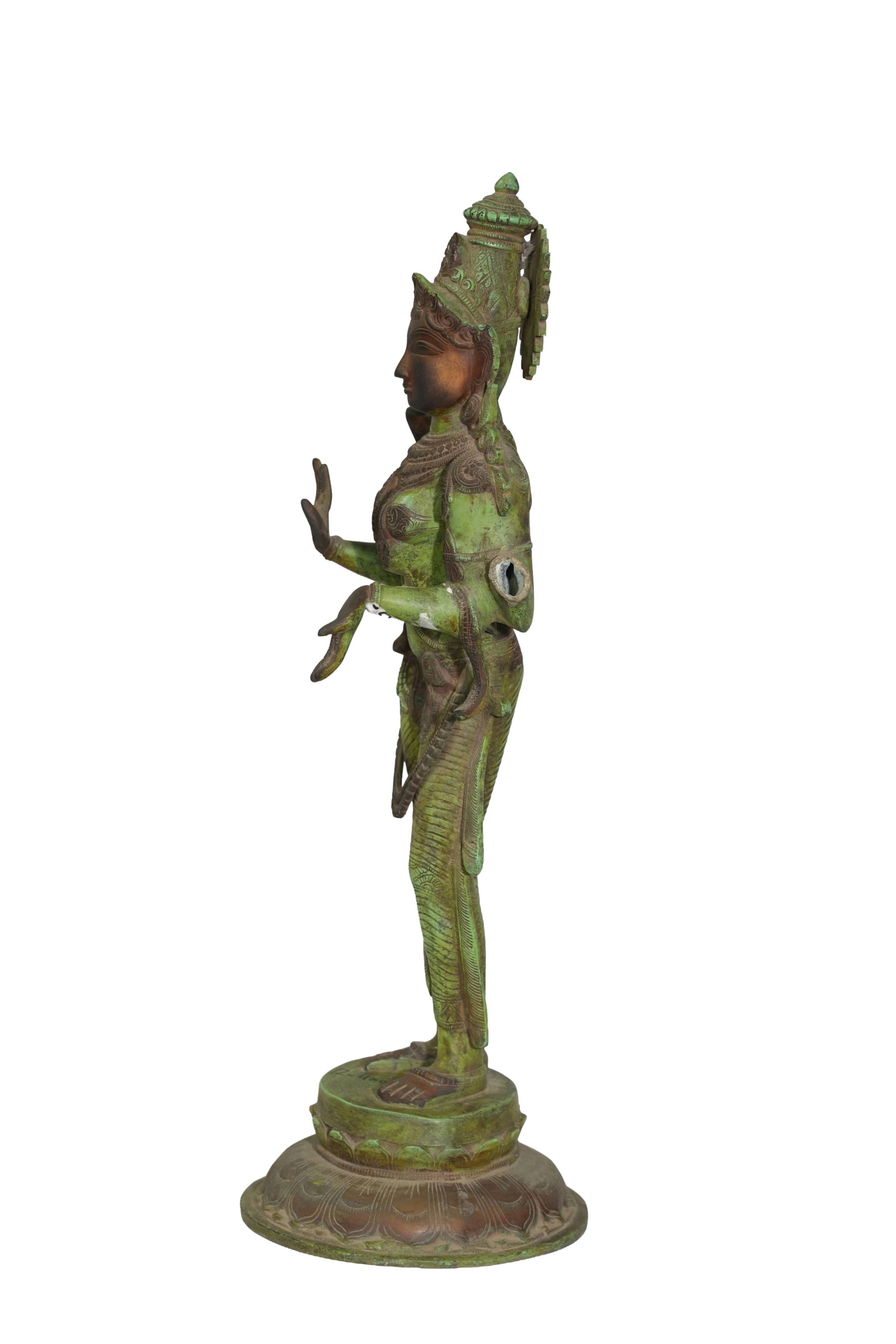 Verdigris Bronze Lakshmi Temple Statue