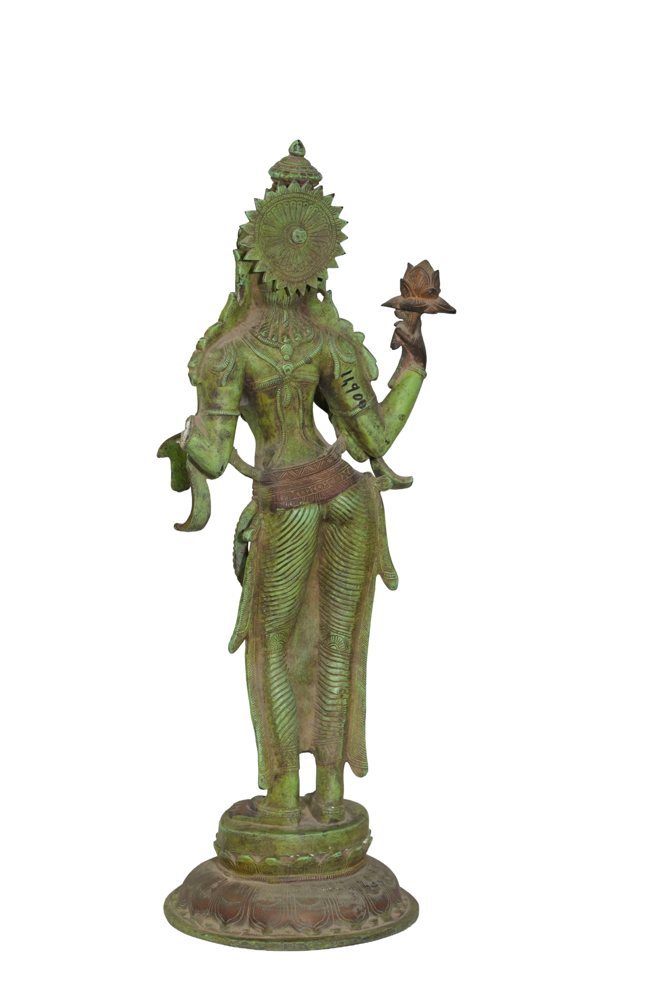 Verdigris Bronze Lakshmi Temple Statue