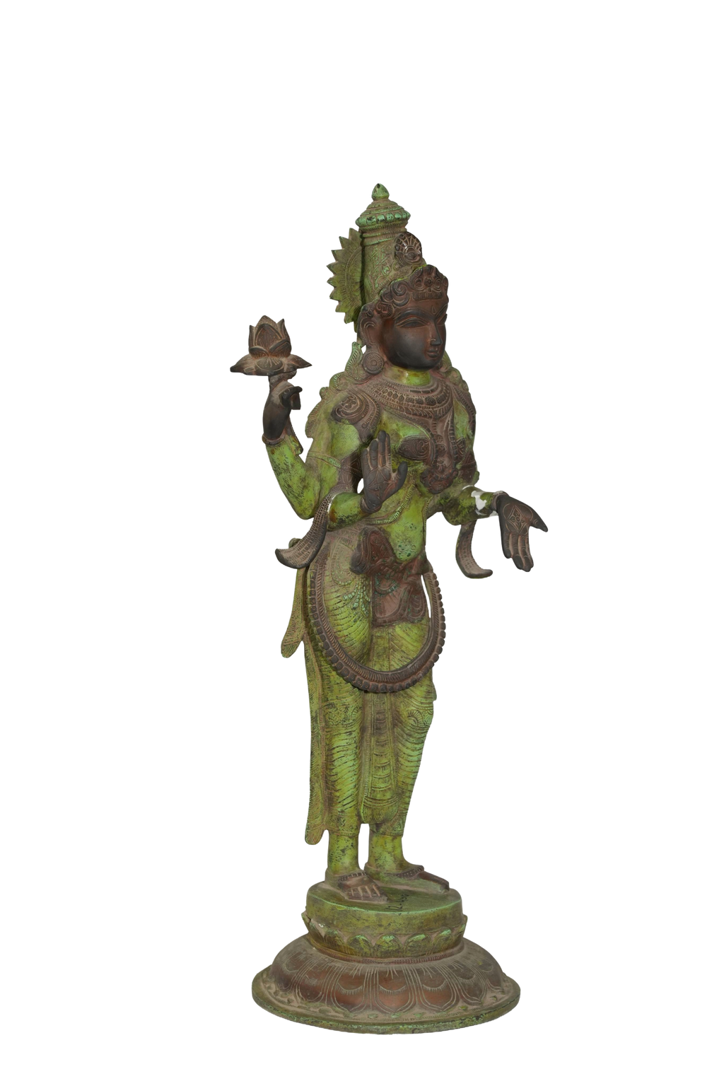 Verdigris Bronze Lakshmi Temple Statue