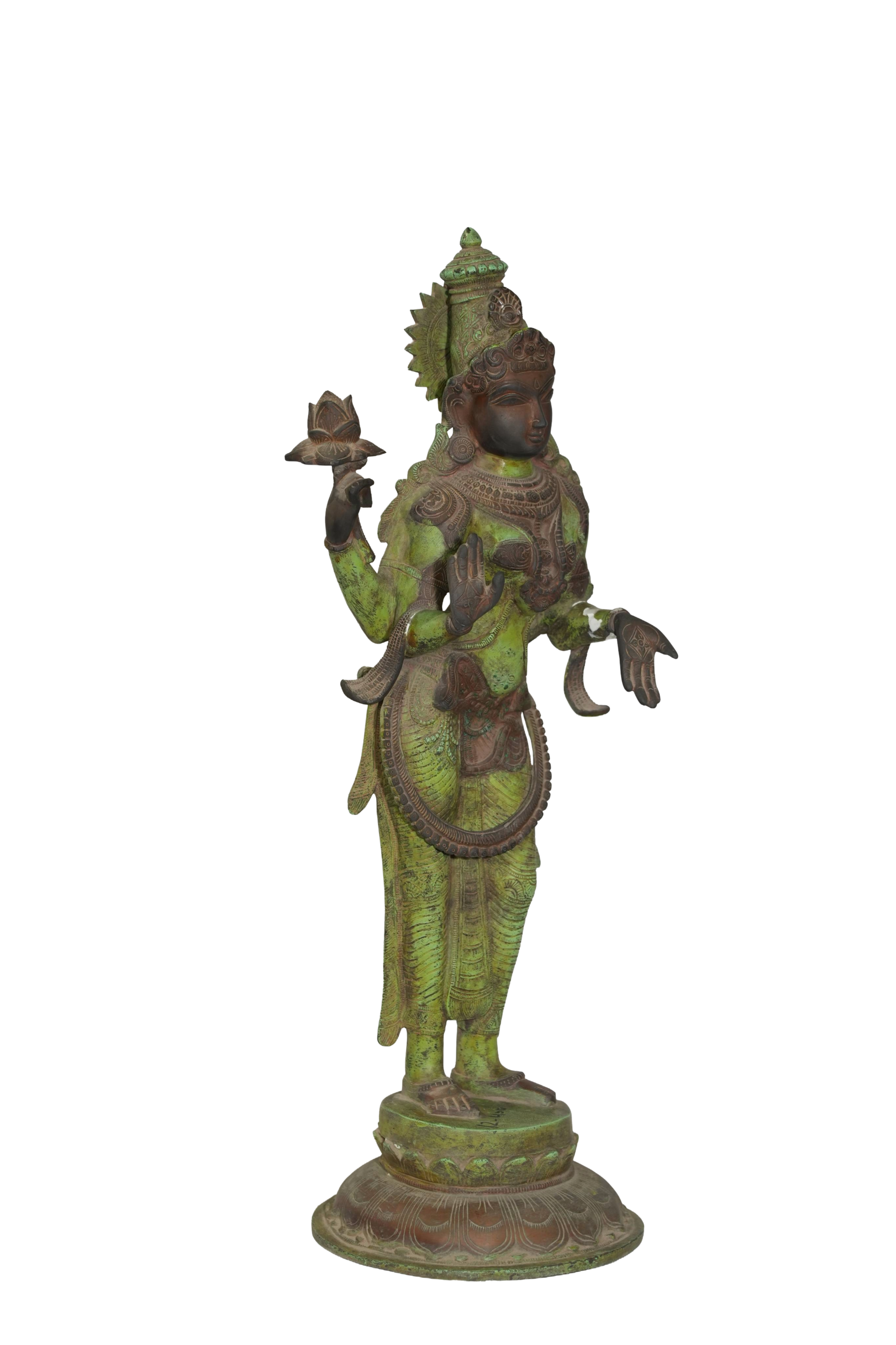 Verdigris Bronze Lakshmi Temple Statue