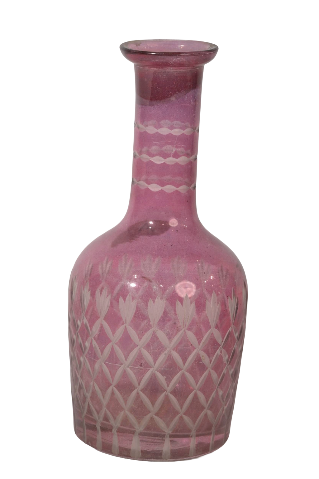 Pink Cut Glass Decorative Vase