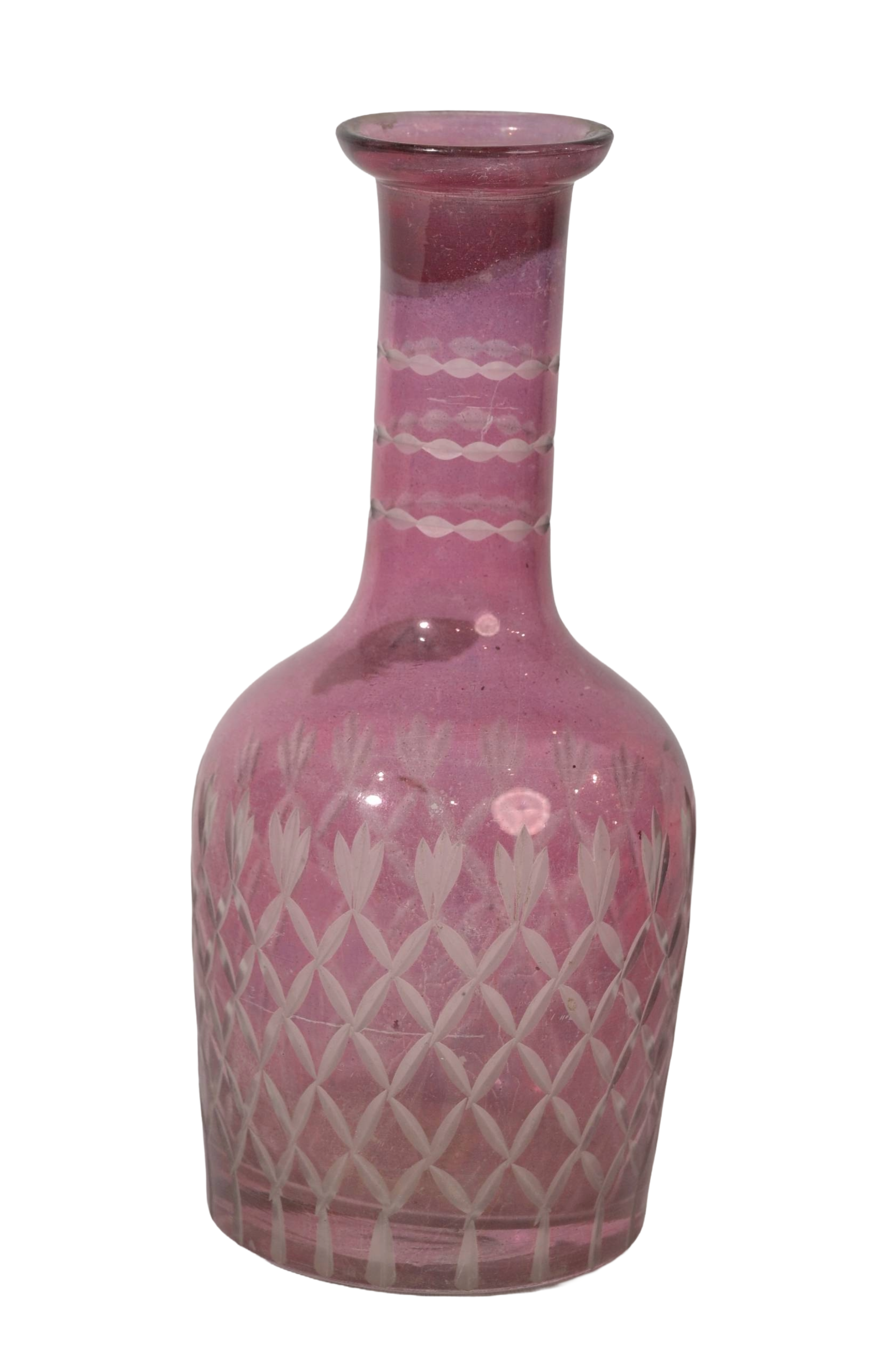 Pink Cut Glass Decorative Vase