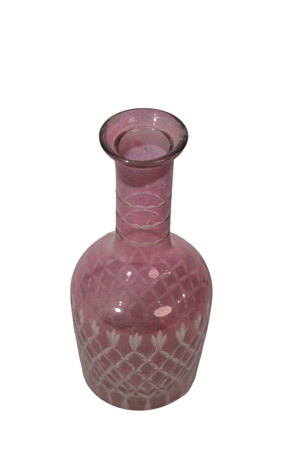 Pink Cut Glass Decorative Vase