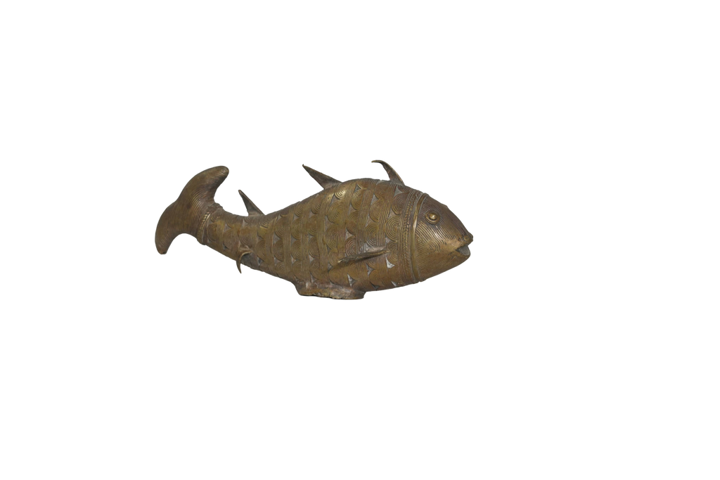 Handcrafted Tribal Brass Fish Sculpture