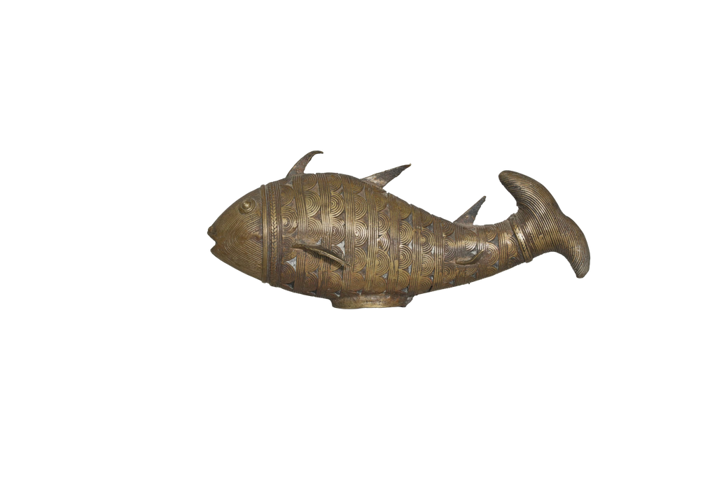 Handcrafted Tribal Brass Fish Sculpture