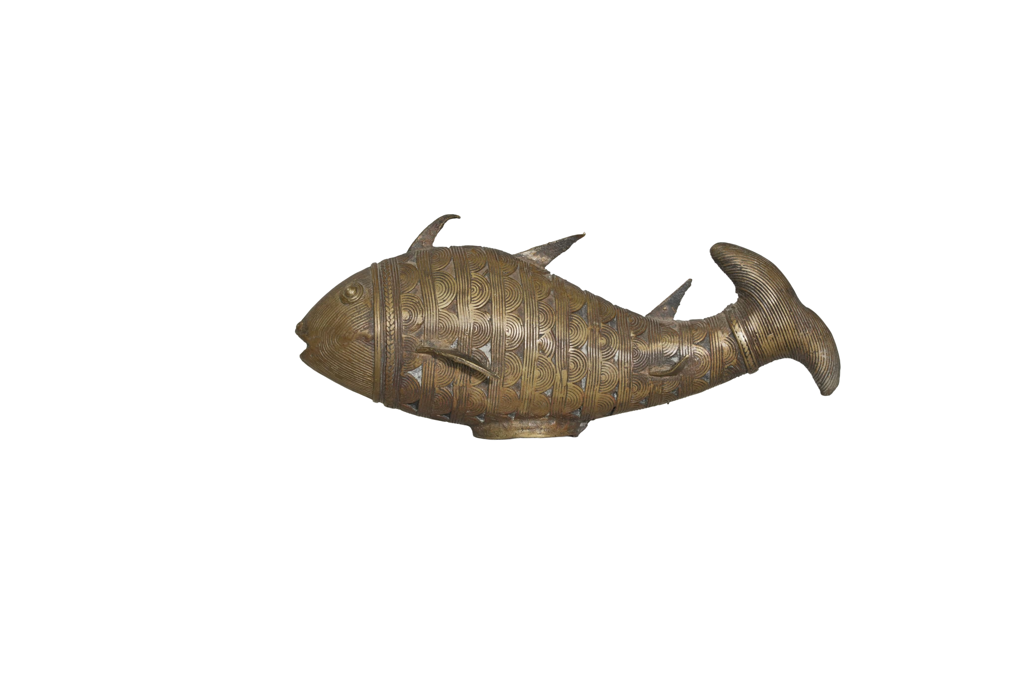 Handcrafted Tribal Brass Fish Sculpture
