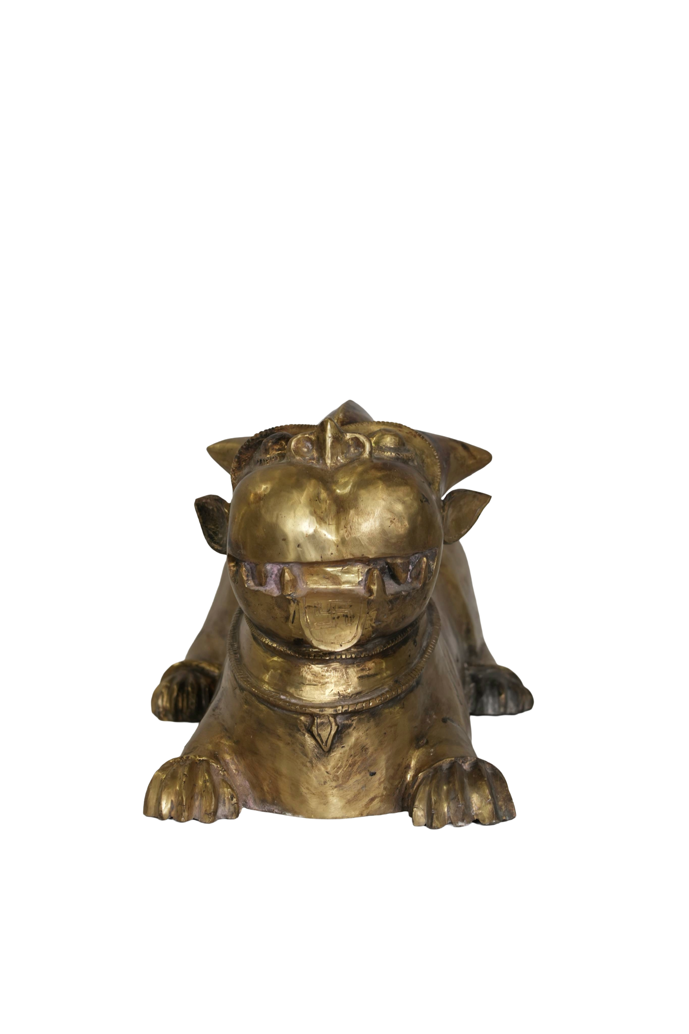Vintage Brass Nandi Bull Sculpture