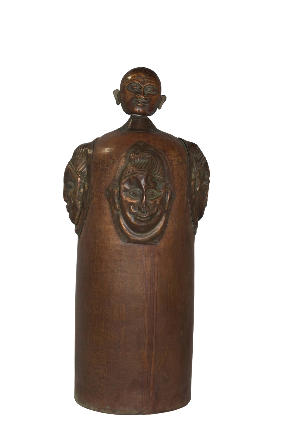 Tribal Copper Face Art Vessel