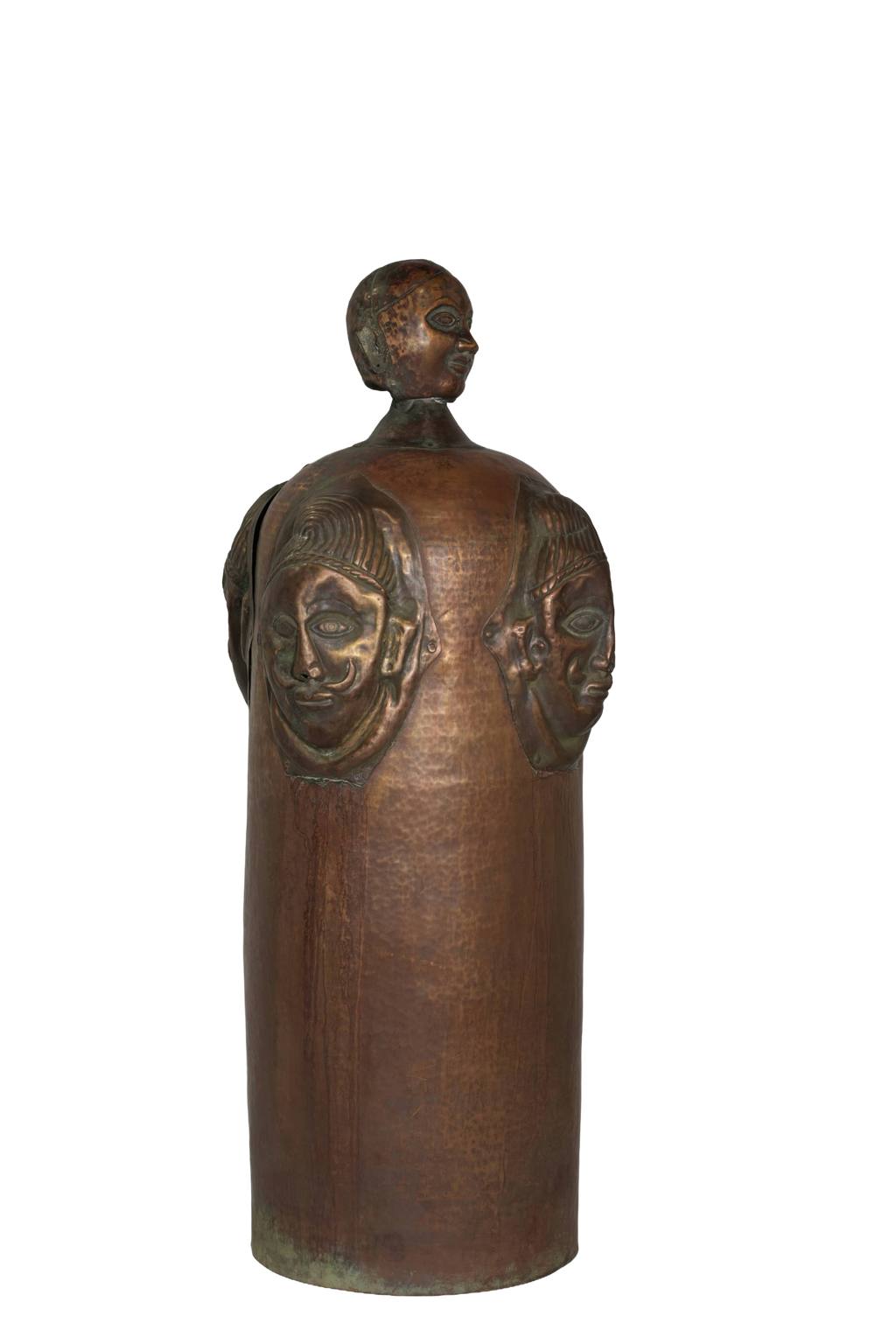 Tribal Copper Face Art Vessel