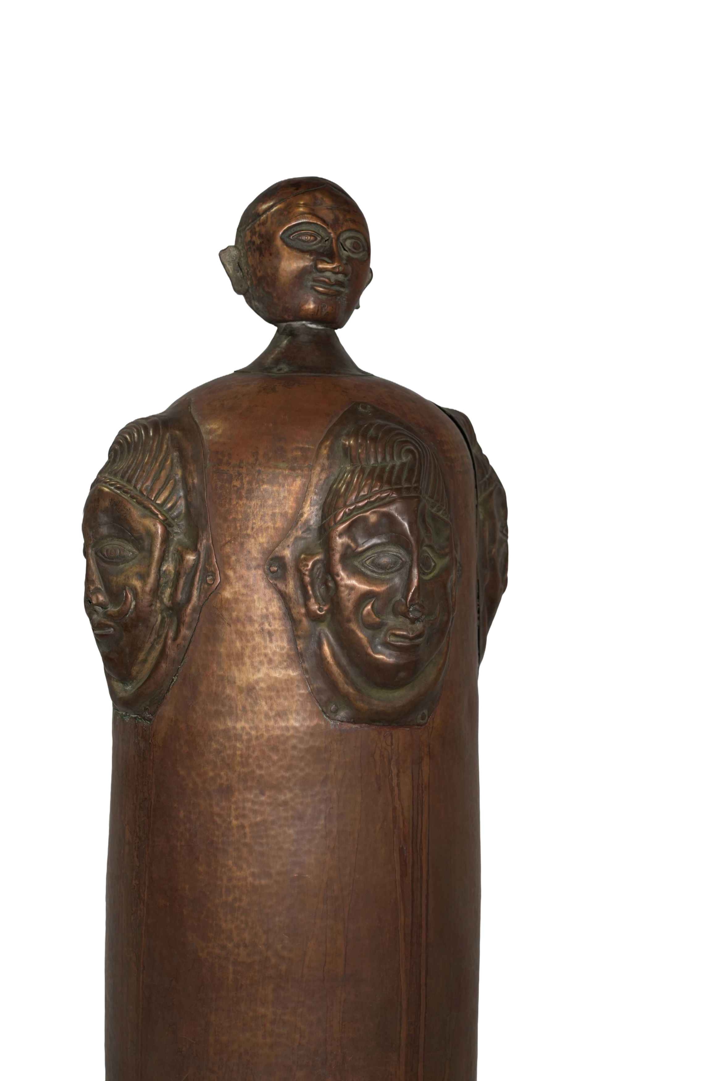Tribal Copper Face Art Vessel