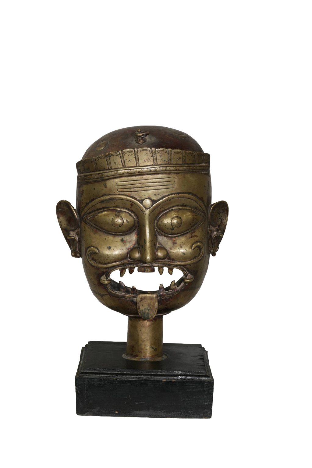 Antique Bhairava Bronze Head Sculpture