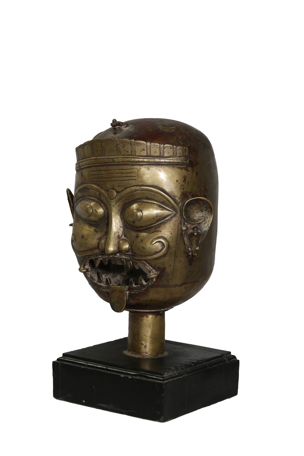 Antique Bhairava Bronze Head Sculpture
