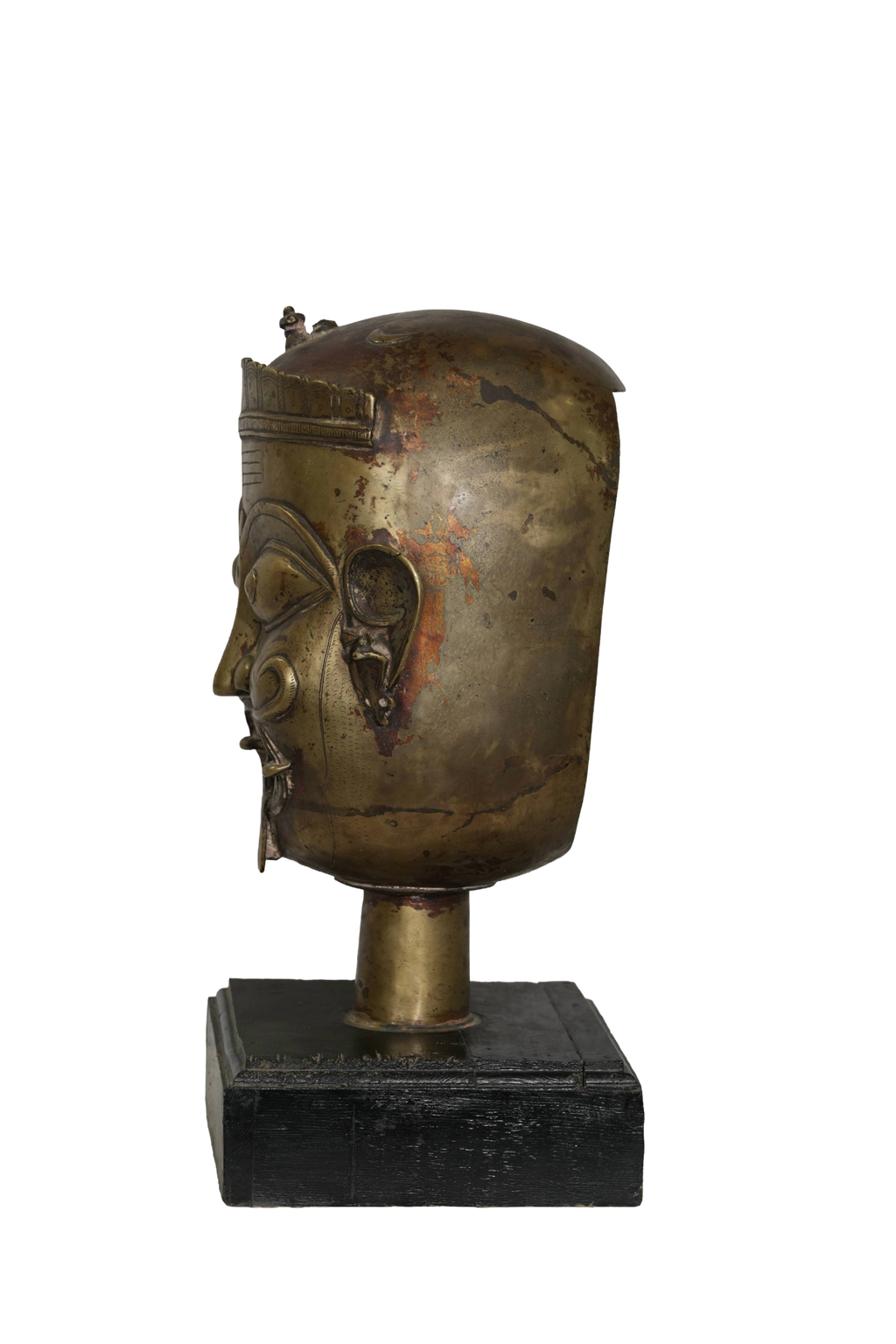 Antique Bhairava Bronze Head Sculpture