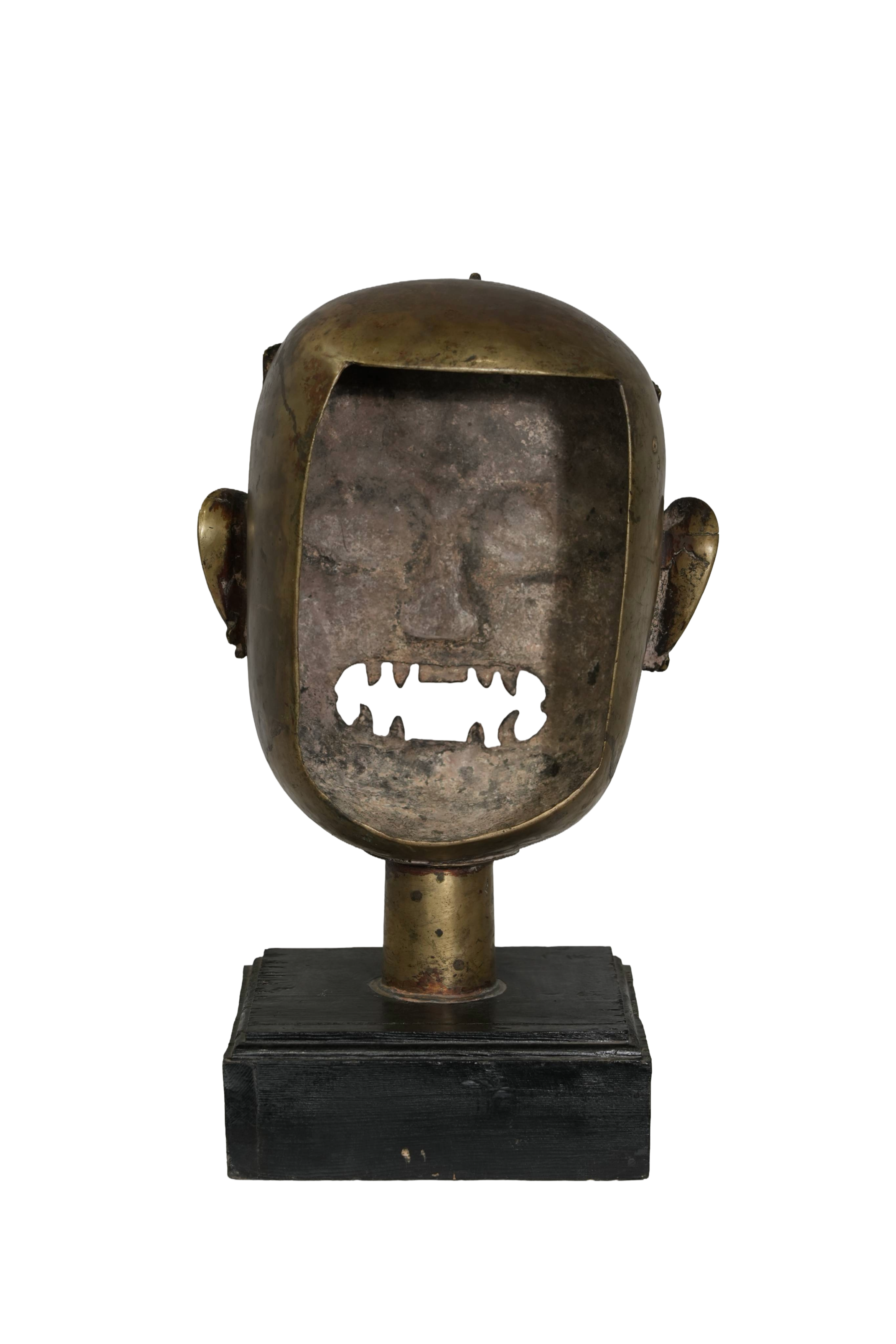 Antique Bhairava Bronze Head Sculpture